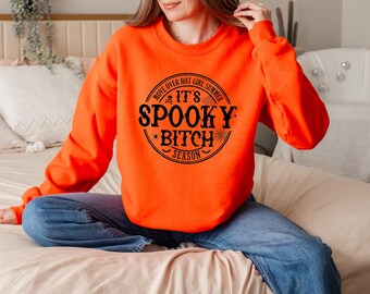 Spooky Bitch Sweatshirt, Halloween Crewneck Sweatshirt,