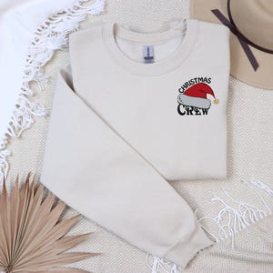 Embroidered Christmas Sweatshirt, Christmas Crew Sweatshirt ,Santa Hat Embroidered Crewneck ,Holiday Matching Family & Friends Sweatshirt