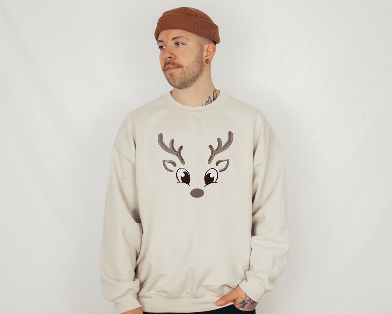 Reindeer Sweatshirt, Couple Christmas Sweatshirt, Christmas Apparel, Aesthetic Sweatshirt 