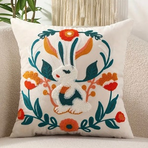 Easter Pillow Cover Gift Easter Decor Embroidered Decorative Pillow Case