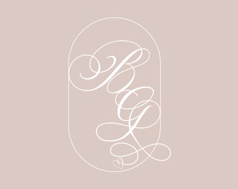 Modern Wedding Monogram, Chic Logo, Stylish Wedding Couple Logo ...