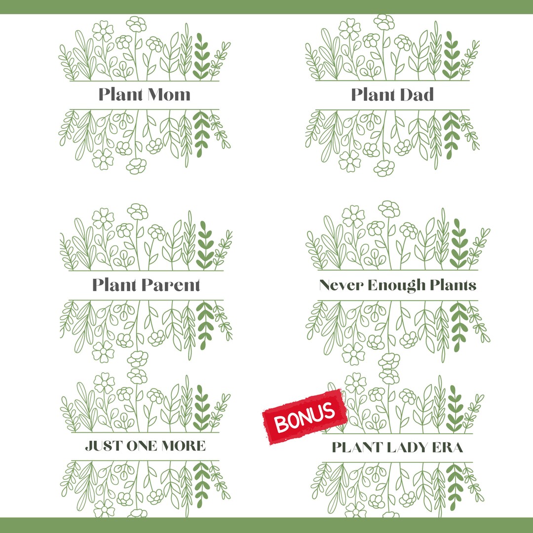 Plant Lover Graphics Bundle - SVG & PNG Digital Downloads for Plant ...