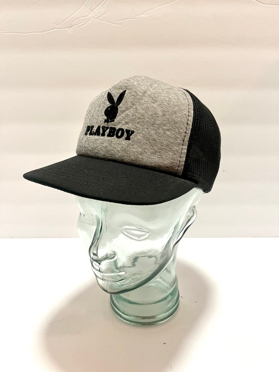 Vintage Playboy Trucker Hat - Black and Gray 80s P