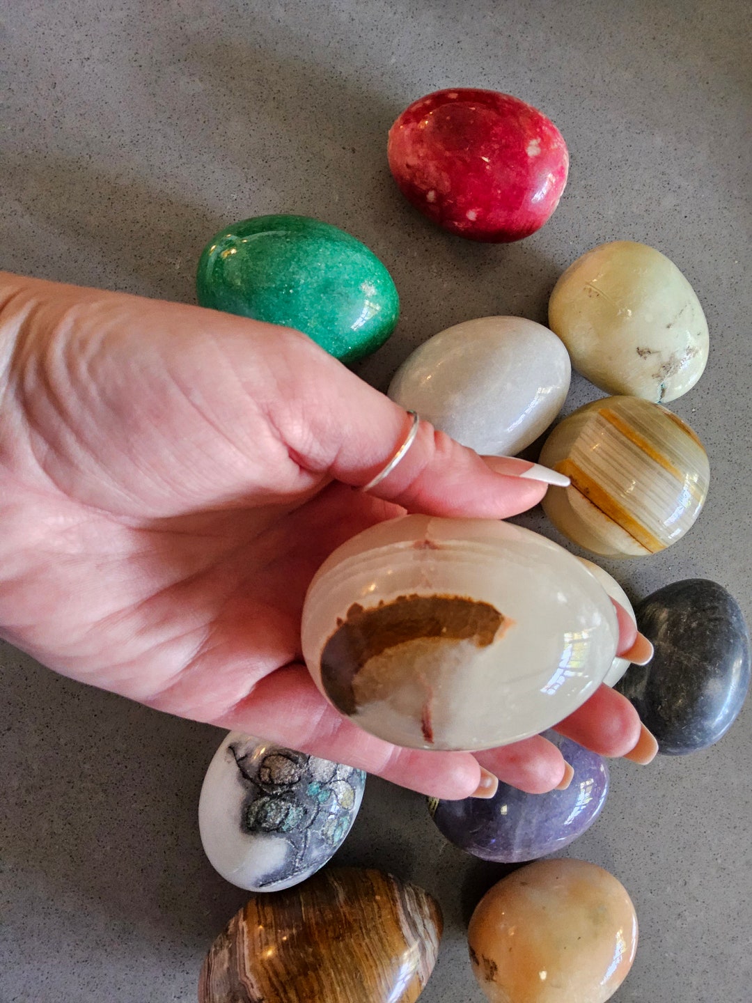 Vintage Crystal Egg Collection Polished Agate Egg Collection Vintage ...