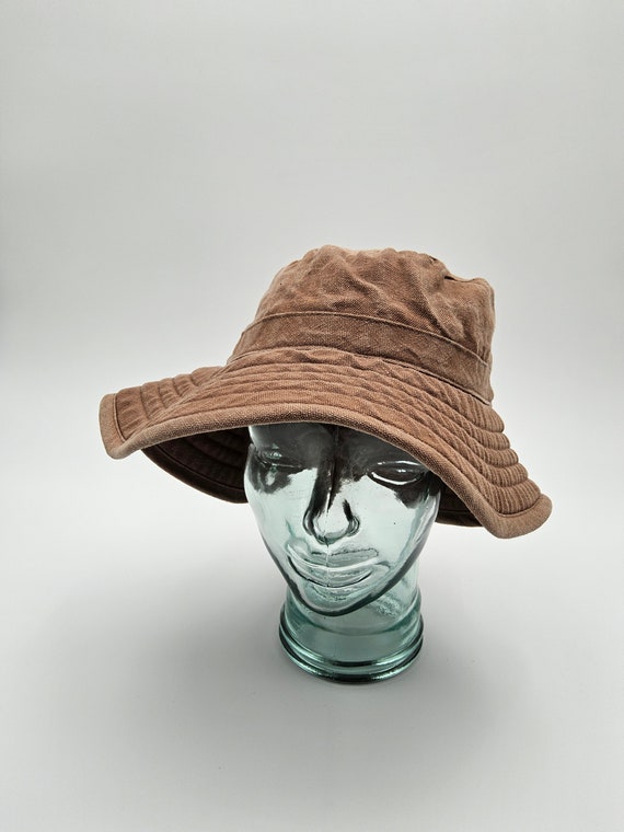 90s Brown Bucket Hat - Canvas Bucket Hat - 1990s … - image 3