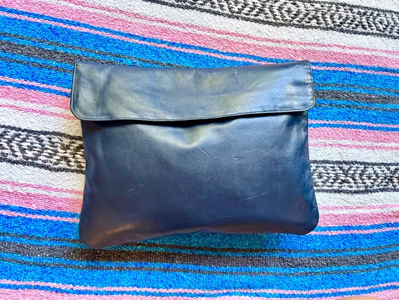 Vintage Large Navy Blue Clutch Bag -  Large Navy … - image 1