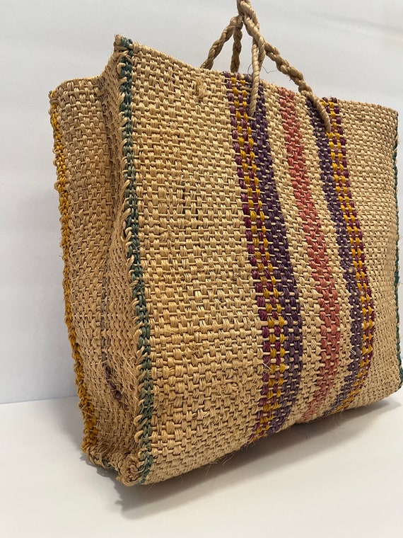 Woven Colorful Market Bag - Rainbow Handbag - Bas… - image 5