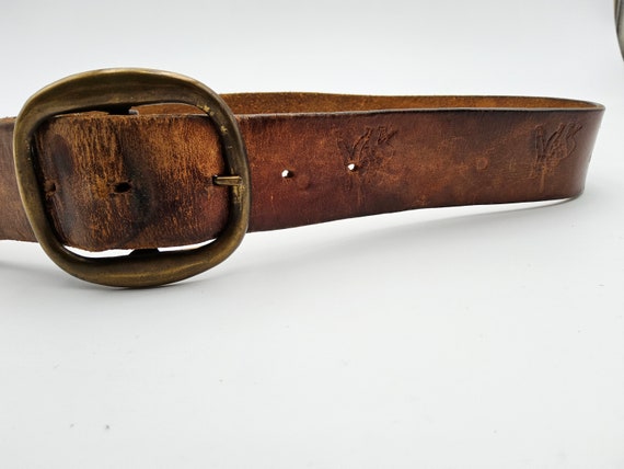 Vintage Tooled Leather Belt with HAROLD name - An… - image 3