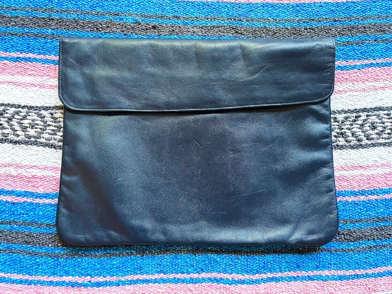 Vintage Large Navy Blue Clutch Bag -  Large Navy … - image 7