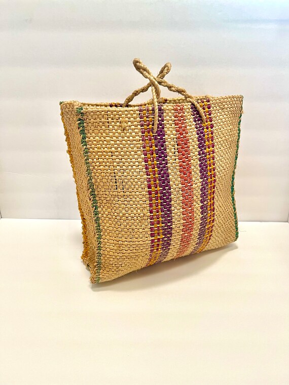 Woven Colorful Market Bag - Rainbow Handbag - Bas… - image 3