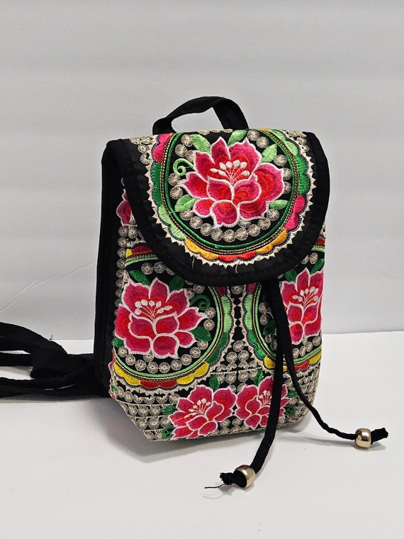 Psychedelic Floral Brocade Tiny Backpack 