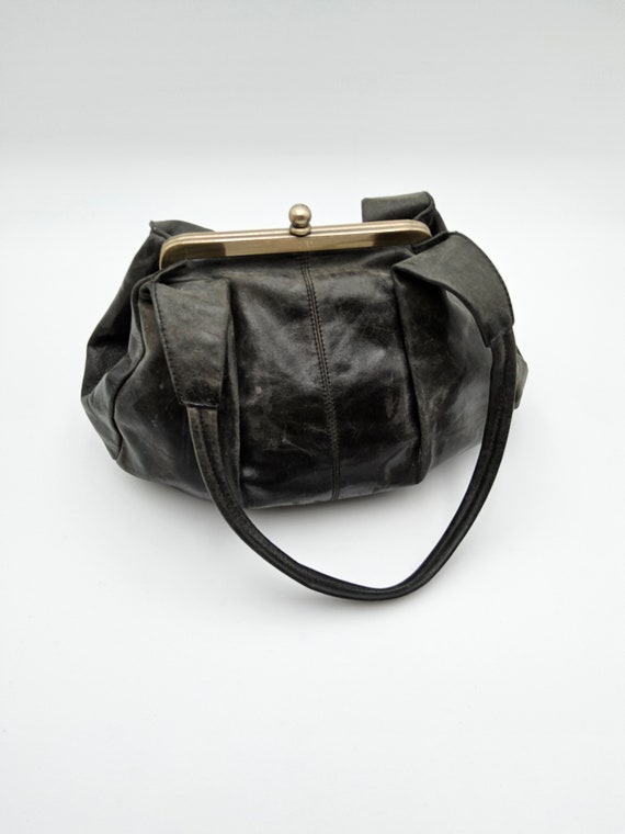 Leather Hobo Handbag - 90s Black Leather Hobo Shou