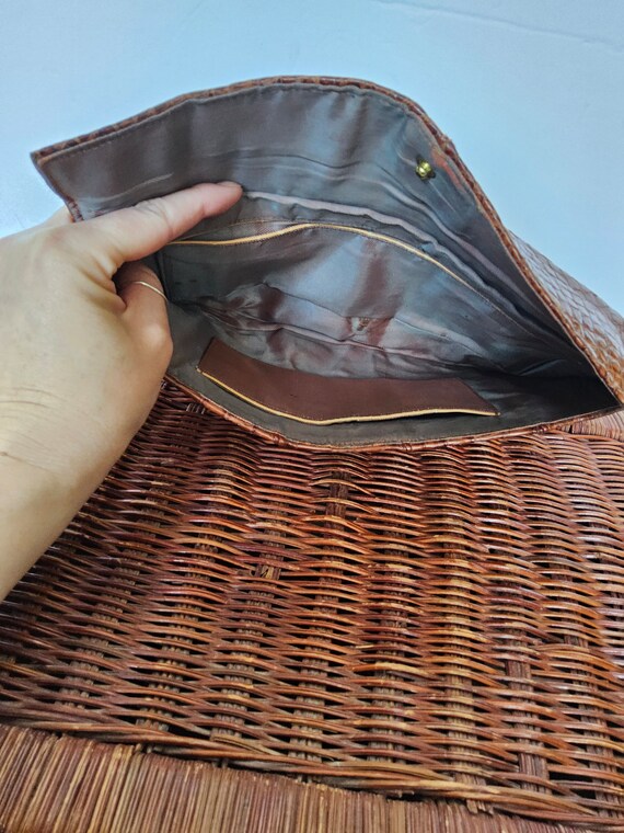 1970s Snake Skin Leather Clutch - Reptile Handbag… - image 4