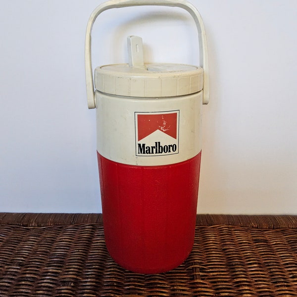 Vintage 1990s Marlboro Cigarette Thermos - 90s Marlboro Pruduct promotion half gallon Thermos - Water Jug - Cooler - Large Thermos