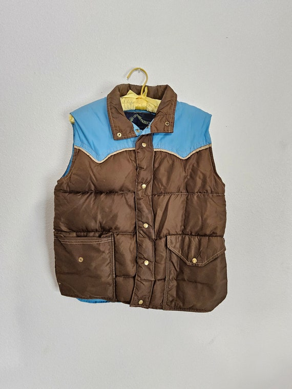 1980s Down Vest - Feather Down Puffer Vest - Brown