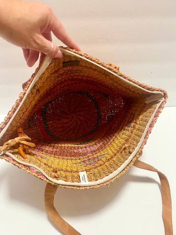 Vintage Boho Woven Market Bag - Large Vintage Mar… - image 7