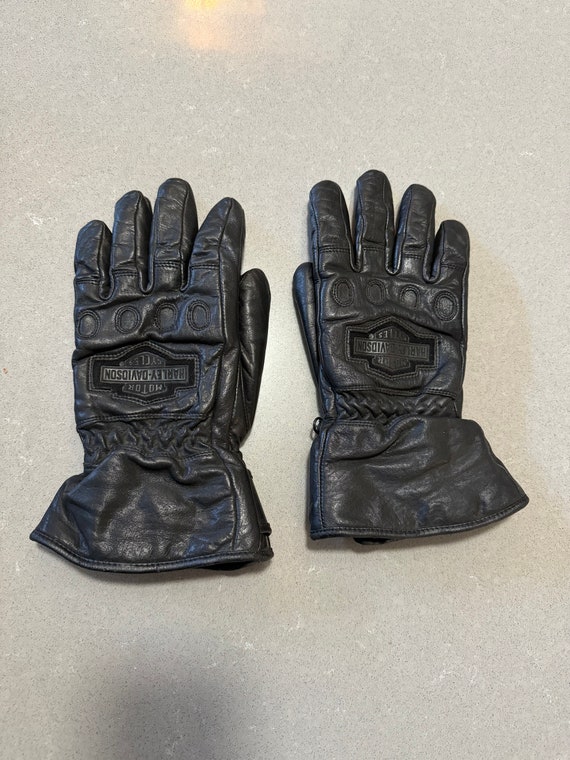 Men’s Leather Harley Davidson Riding Gloves - Blac