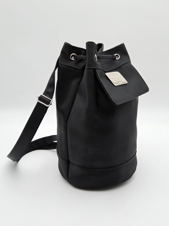 90s DKNY Drawstring Bucket Bag - Black Rucksack Ba
