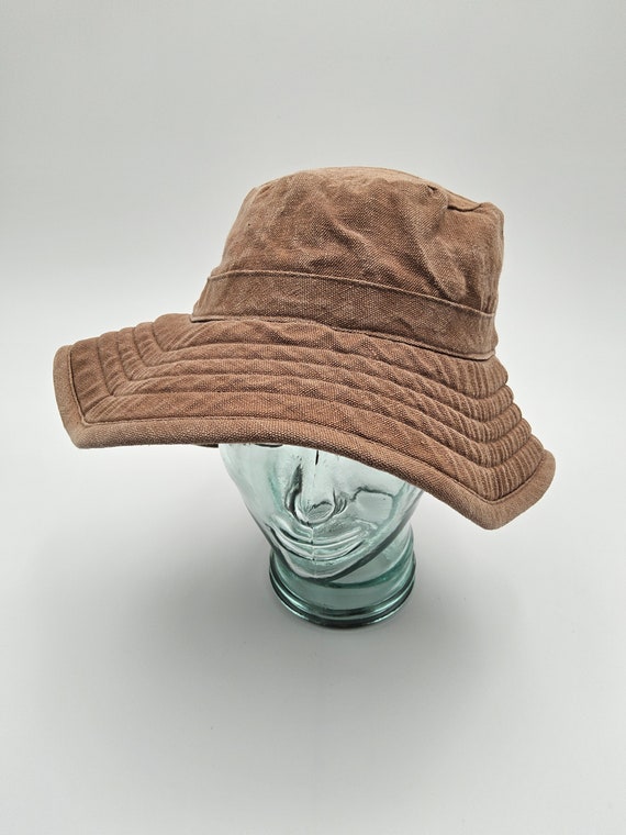 90s Brown Bucket Hat - Canvas Bucket Hat - 1990s … - image 4