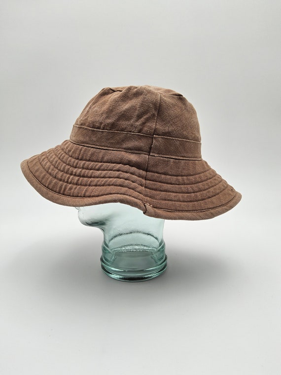 90s Brown Bucket Hat - Canvas Bucket Hat - 1990s … - image 1