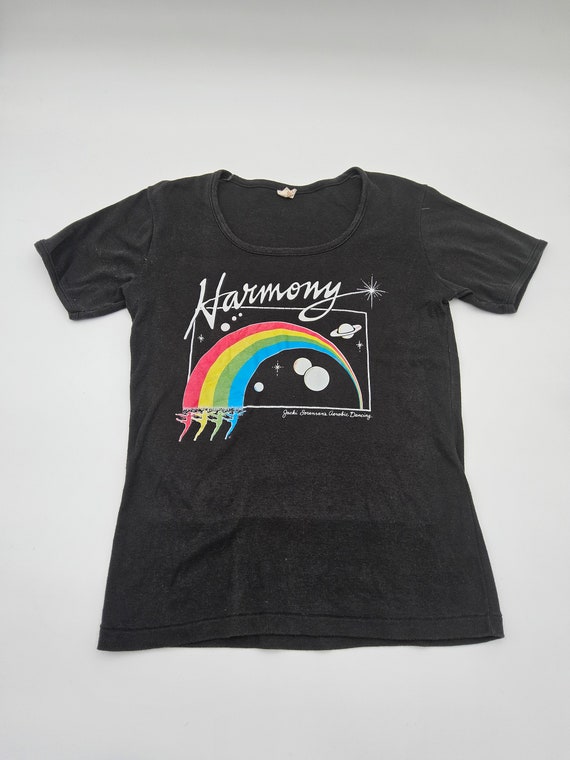 1980s Rainbow Baby Doll Shirt Large - Rainbow and… - image 1