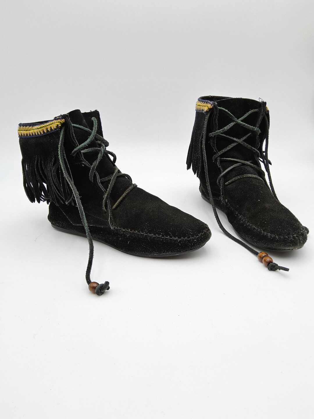 Bottes Mocassins Femme SO Lunchbox Noir à Franges - Neuf Sans Emballage, Semelle Plate