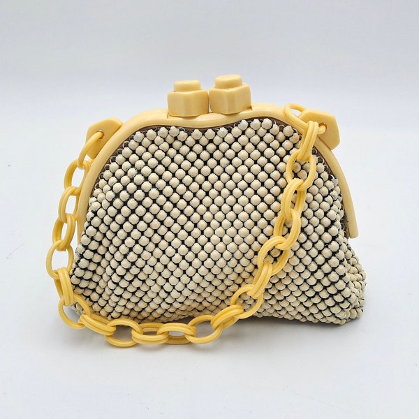 Whiting and Davis Mesh Bakelite Hand Bag - 1940s Bakelite Handbag - Evening Bag