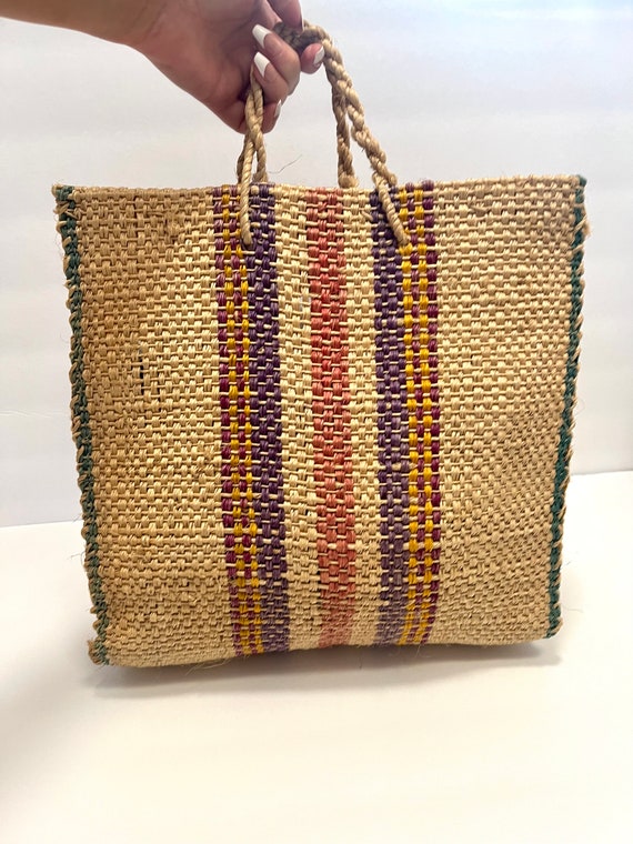 Woven Colorful Market Bag - Rainbow Handbag - Bas… - image 4