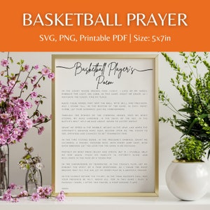 Basketball Gebetsgedicht SVG PNG PDF, Sportgeschenke druckbar, Sportgebet, Athletengebet, bedruckbares pdf 5x7, Athletenplakat, Basketball