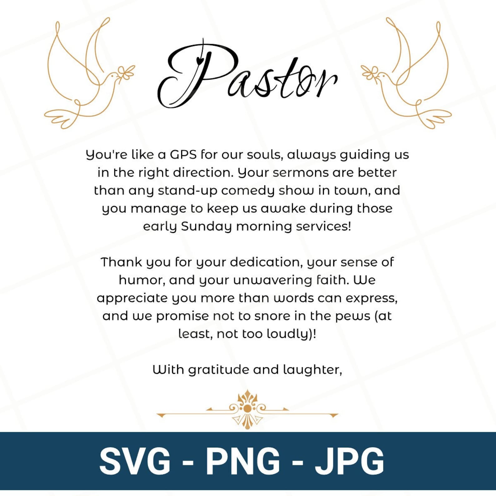 Pastor Appreciation Svg, Thank You Pastor Gift Png Svg, Thank You