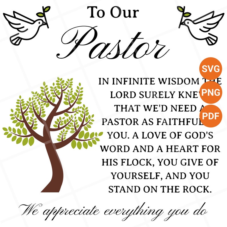 Pastor Appreciation Svg, Pastor Thank You Card, Pastor Appreciation Svg