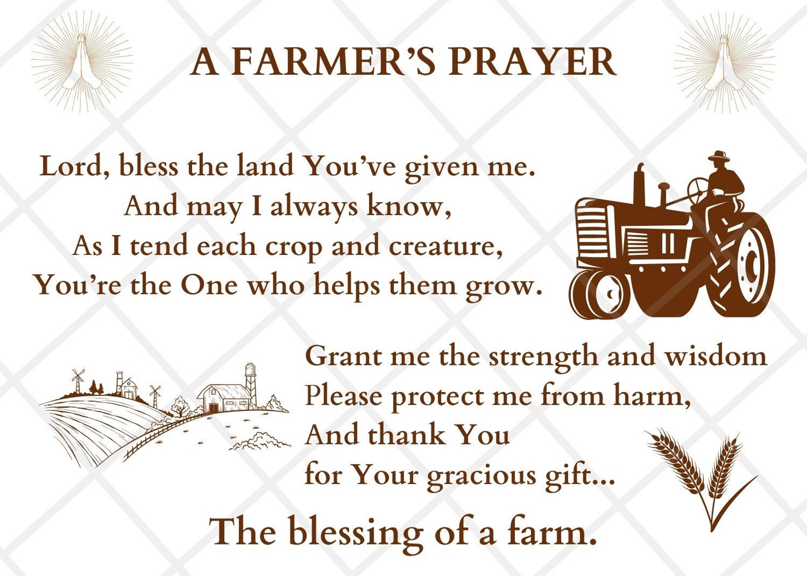 Dicksons Farmer's Prayer Blessing Blue Sky Wooden Wall Plaque 11 x 9 cm