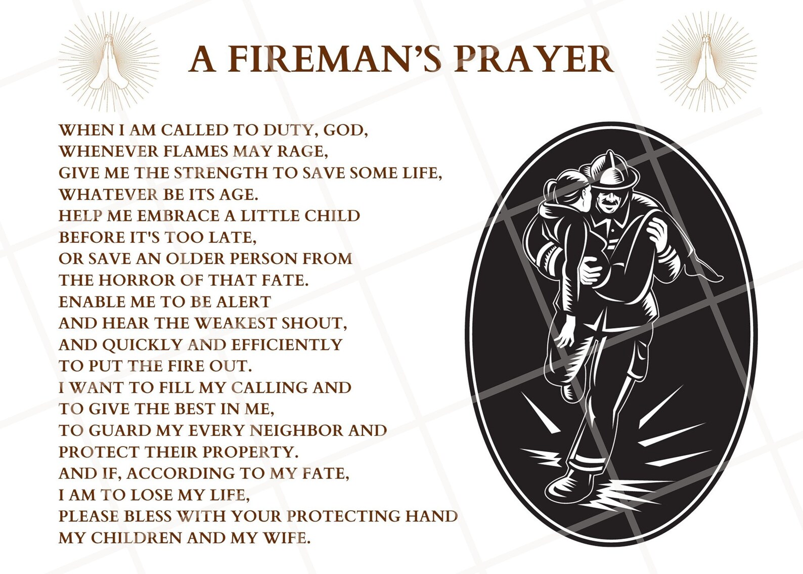 Fireman Prayer SVG PNG PDF, Fireman's Prayer Svg, Firefighter Svg ...