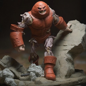 May include: A detailed figurine of a Zombie Juggernaut, a character with a red armored suit and a menacing expression. The figure is posed on a rocky base, with the text "ZOMBIE JUGGERNAUT" and "3D PRINTING STLS (PRESUPPORTED)" at the bottom.