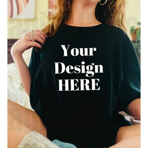 Bella and Canvas 3001 Mockup - Bella + Canvas Black T-Shirt Mockup - Oversized Shirt Mockup - Instant Download - Black Bella Canvas TShirT