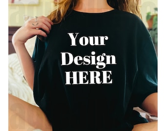 Bella and Canvas 3001 Mockup - Bella + Canvas Black T-Shirt Mockup - Oversized Shirt Mockup - Instant Download - Black Bella Canvas TShirT