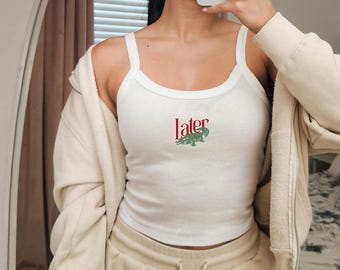 Later Gator Cropped Tank Top: Lustiges Alligator Wortspiel Shirt