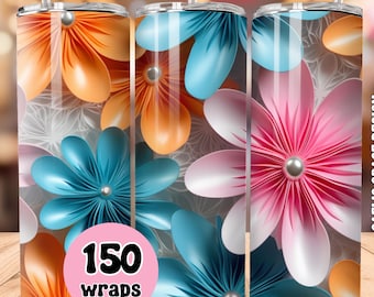150 Floral Tumbler Wraps, 20oz Skinny Design (Digital Download)