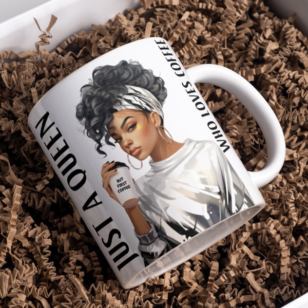 Coffee Mug Sublimation Wrap For Black Woman PNG 11oz Template Gift For Black Queen Beautiful Black Woman Gift Mother's Day Gift For Her BLM