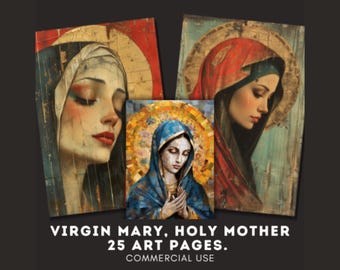 Virgin Mary Art, Holy Mother JPG Easter Printable Papers (Digital Download)