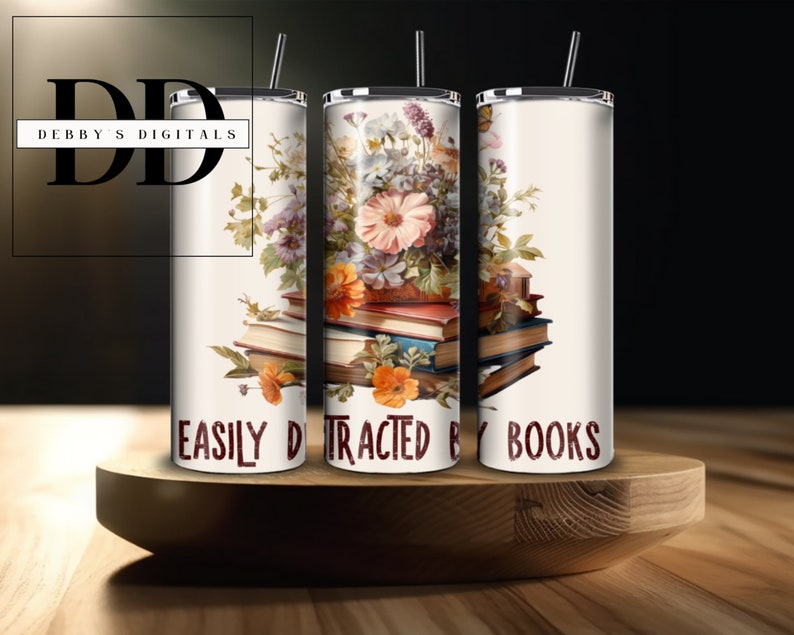 Tumbler Wrap Easily Distracted by Books Sublimation Design - Etsy UK