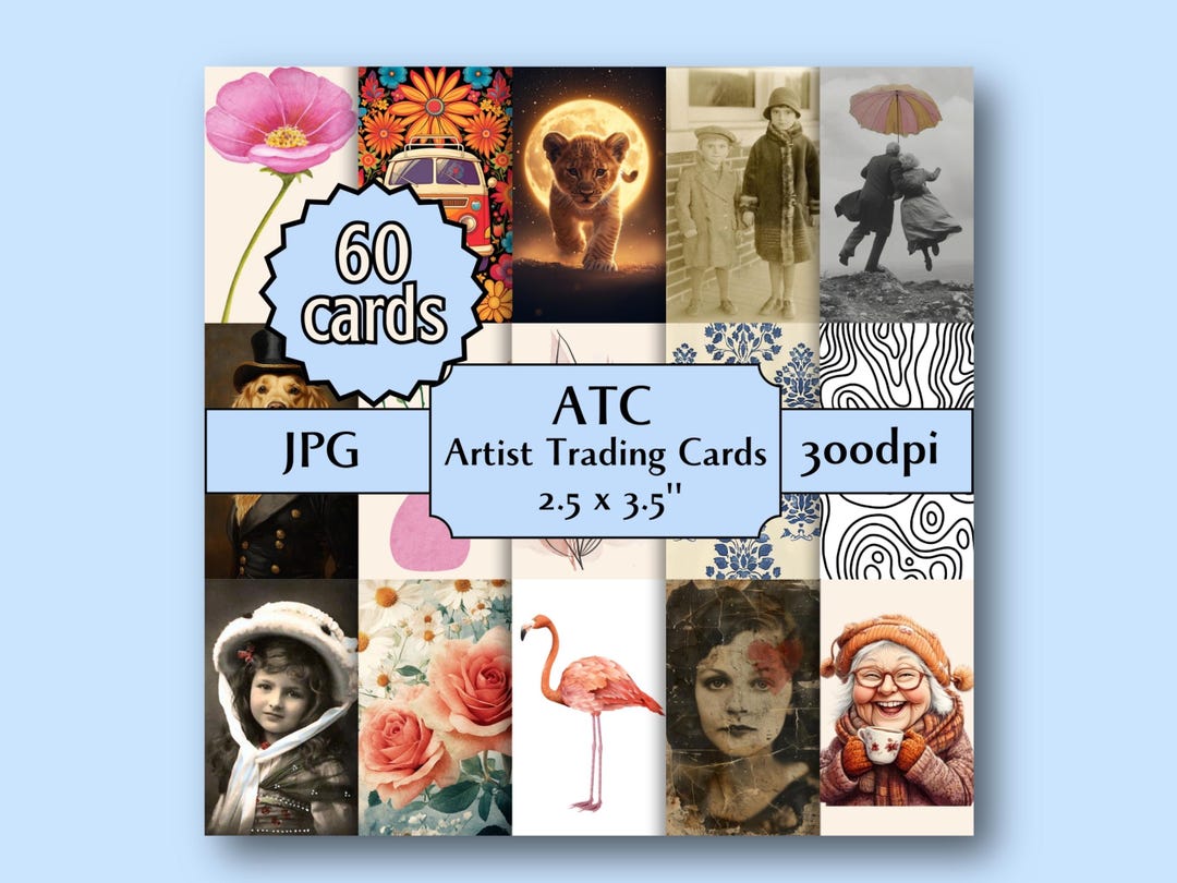 Artist Trading Cards Mega Bundle, Mixed Images, Junk Journal Ephemera ...