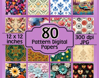 Pattern Junk Journal Printable Pages, MEGA bundle, Seamless Printable Scrapbook Paper, JPG, Digital Paper Pack