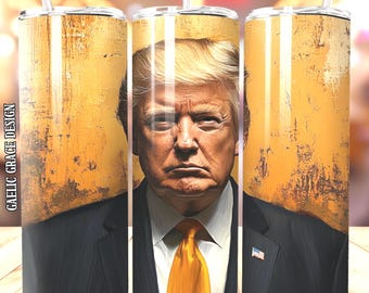 Kubek z nadrukiem Donalda Trumpa, 20-uncjowy, chudy kubek, prezydent, portret, sublimacja PNG