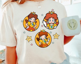Camiseta de la Princesa Daisy de Mario, Personajes de Mario, Camiseta de Super Mario, Camiseta de la Princesa Daisy de Super Mario, Camiseta de la Familia Mario, Colores Confortables 142293