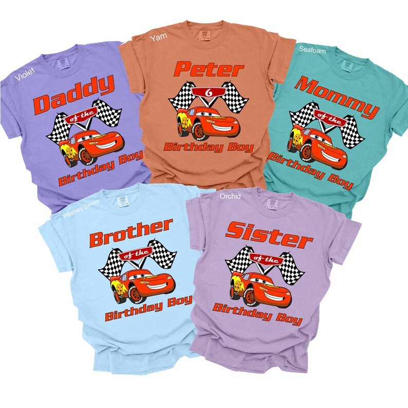 CustomCars Birthday Shirt,Custom Cars Shirt, Comfort Colors Pixar Tee, Matching Family Cars Shirt, Lightning McQueen Tee, Disney Trip,142262 image 2
