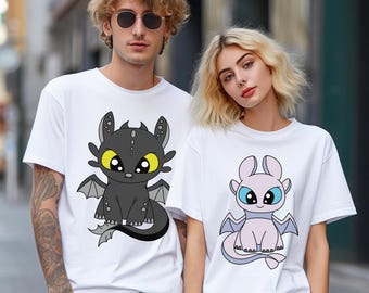 Toothless Dragon Shirt, Comfort Colors, Toothless And Light Fury Shirt,How To Train Your Dragon Shirt,Universal Dragon Matching Shirt,143457