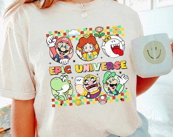 Epic Universe Shirt,Super Mario Characters Tee,Universal Studios Trip Shirt,Mario Luigi Yoshi Daisy Wario Shirt, Nintendo World Tee - 143422