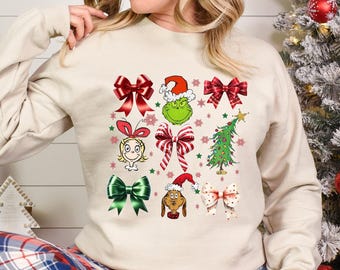 Grinch Coquette Sweatshirt, Bad Santa Shirt, Grinchmas Hoodie , Grinch Christmas, Retro Christmas Shirt,  Christmas Hoodie, 142250
