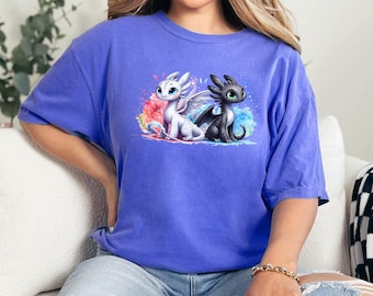 Comfort Colors Toothless Dragon Shirt, Toothless And Light Fury Shirt,How To Train Yor Dragon Shirt, Universal Dragon Matching Shirt, 143459
